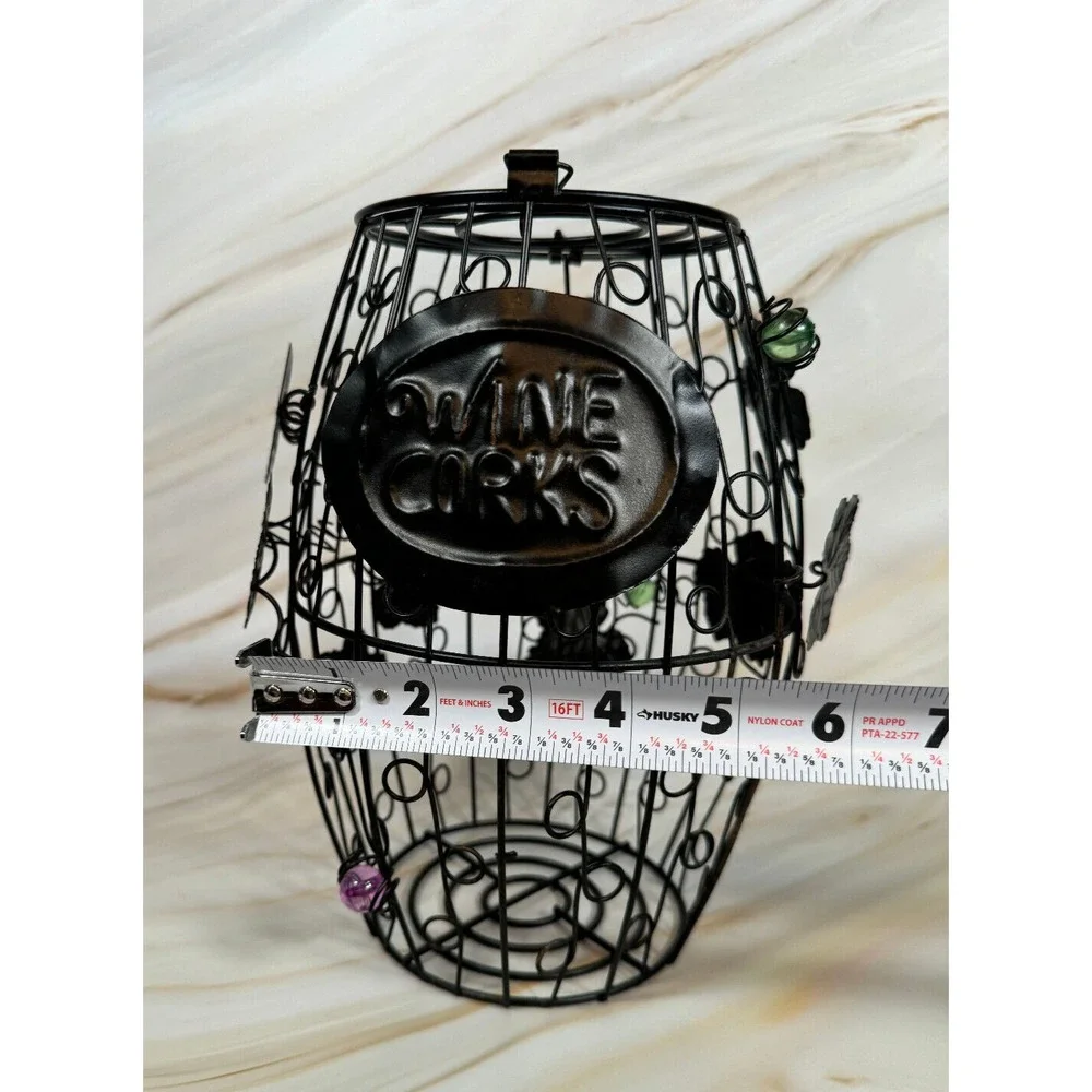 Metal Wine Cork‎ Barrel Decorative Holder Glass Beads Sturdy 6.5 x 6.5 x 9.5